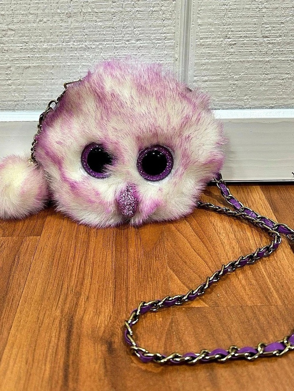 ty Moonlight the Owl Crossbody Purse Purple & White